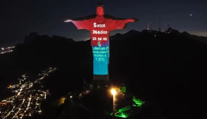 Relógio no Cristo Redentor alerta sobre impactos das mudanças climáticas